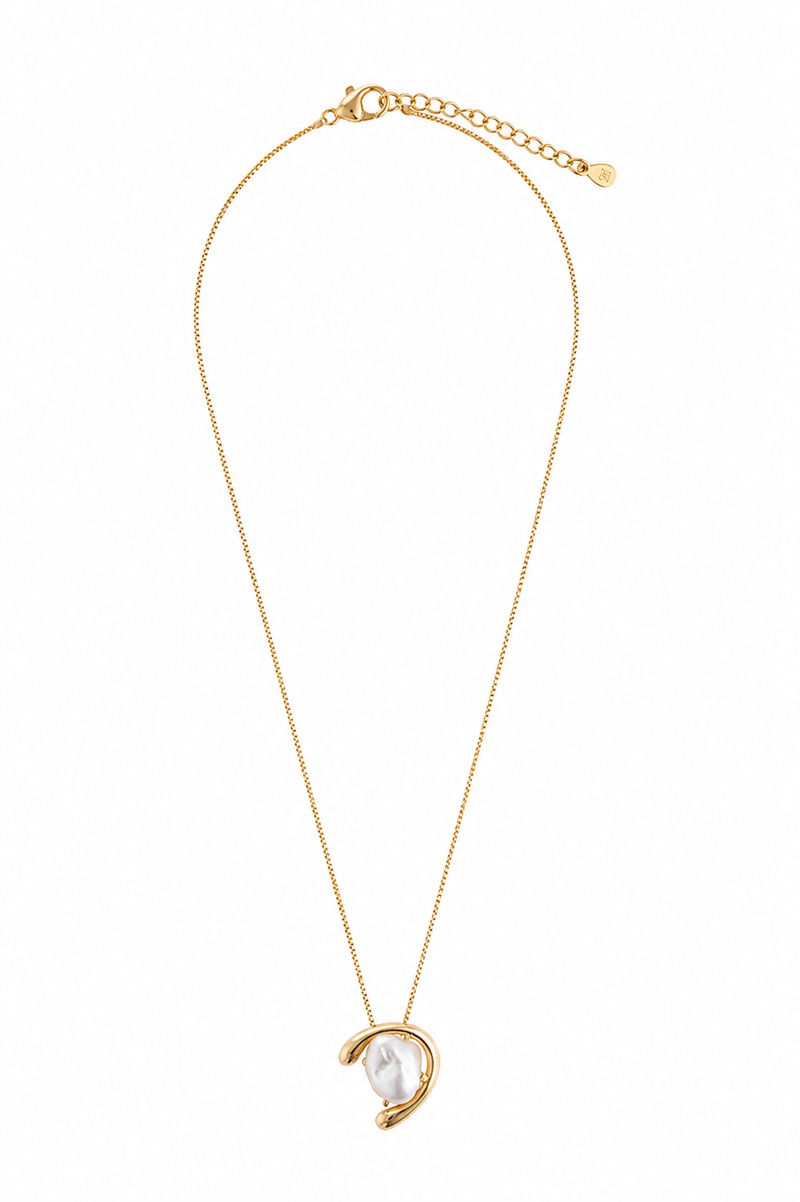 Colar Meia Lua Madre Pérola Ouro 18k