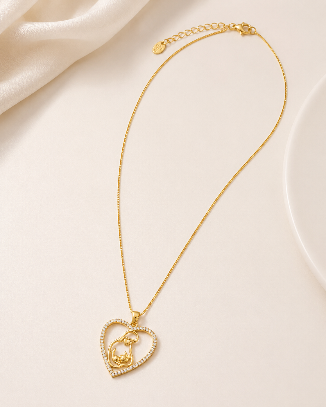 Colar Coração Mãe e Filho Ouro 18k