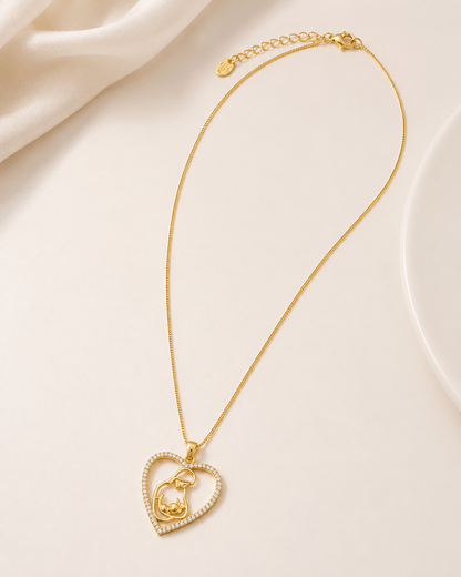 Colar Coração Mãe e Filho Ouro 18k