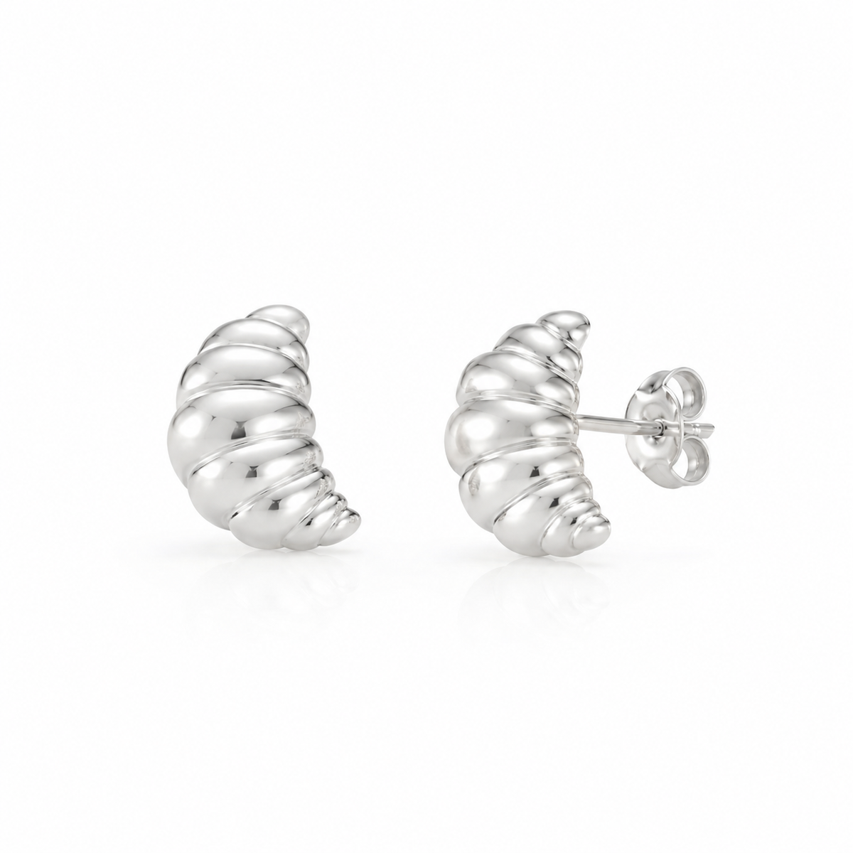 Brinco Argola Croissant Ródio Branco