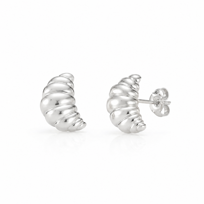 Brinco Argola Croissant Ródio Branco