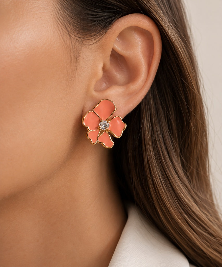 Scarlat SKU 15312 foto 3 | Brinco Flor de Íris Ouro 18k