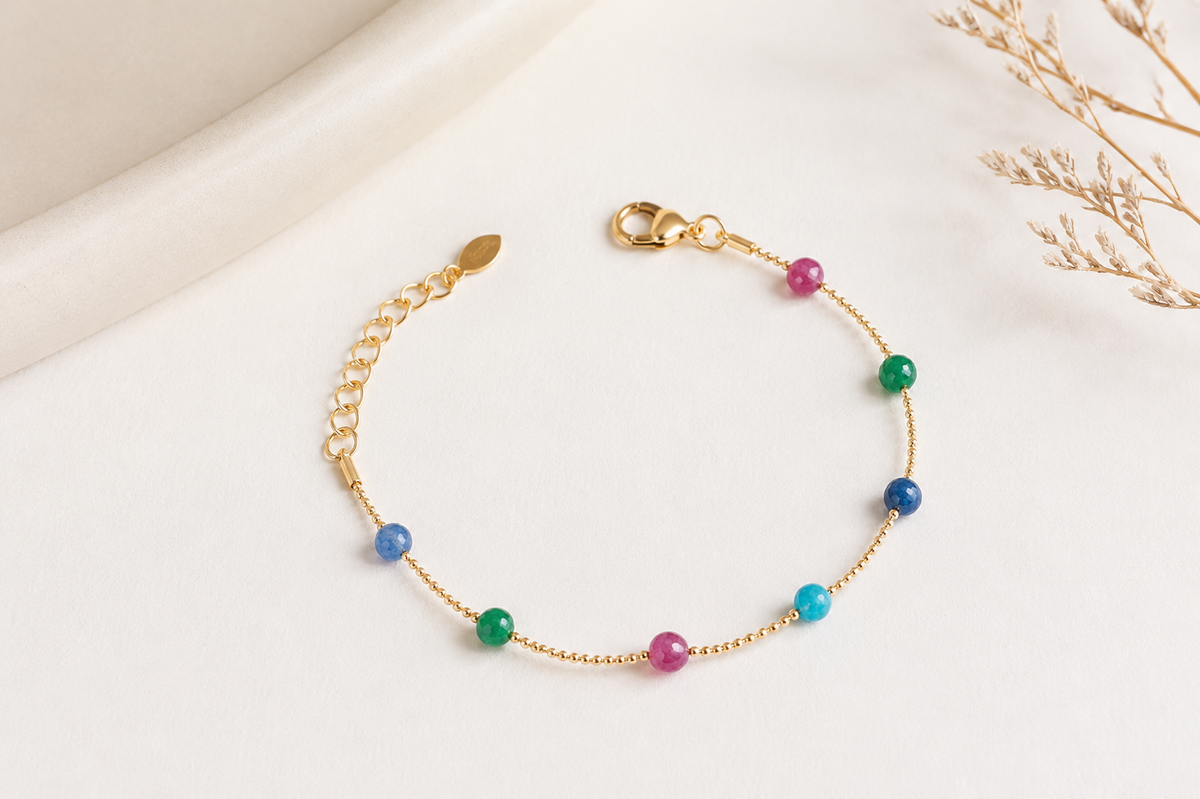 Pulseira Pedra Natural Collor Ouro 18k