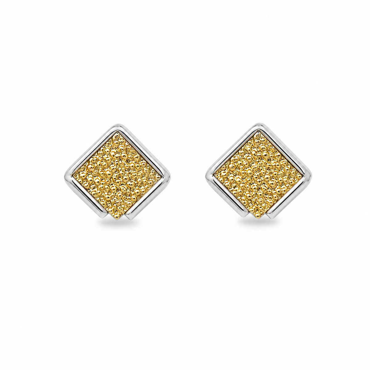 Brinco Losango Duo Mix de Banho Ouro 18k