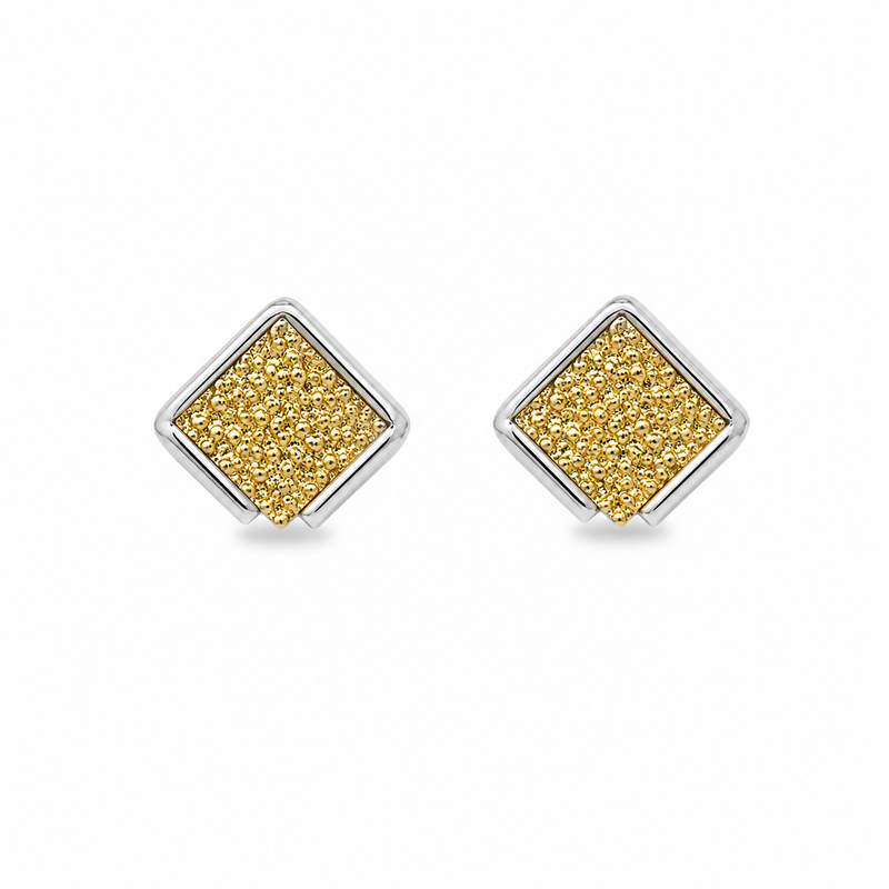 Brinco Losango Duo Mix de Banho Ouro 18k
