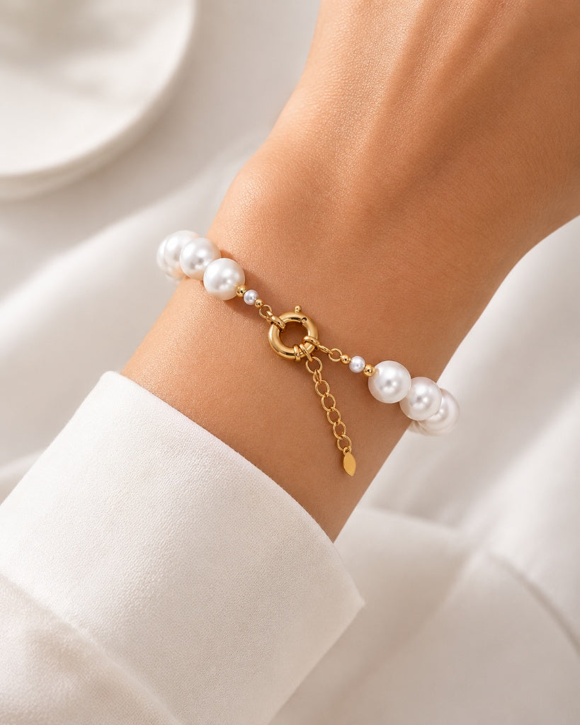 Pulseira de Pérola Shell Ouro 18k