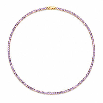 Colar Riviera Quartzo Lilas 2mm Ouro 18k