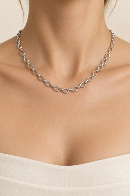 Corrente Elo Gota P Ródio Branco
