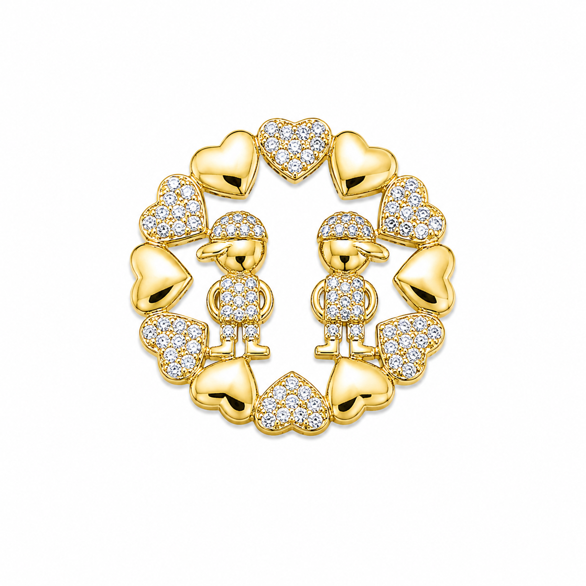 Pingente Mandala Cravejada Dois Filhos Ouro 18k