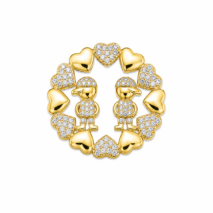 Pingente Mandala Cravejada Dois Filhos Ouro 18k