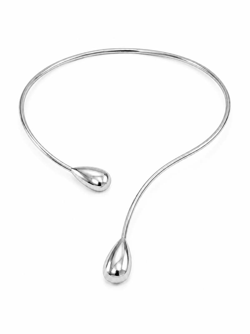 Choker Aro Duas Gotas Ródio Branco