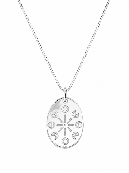 Colar Medalha Constelação Oval Prata 925