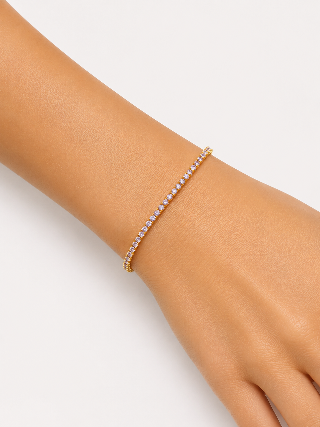 Pulseira Riviera Lilás 2mm Ouro 18k