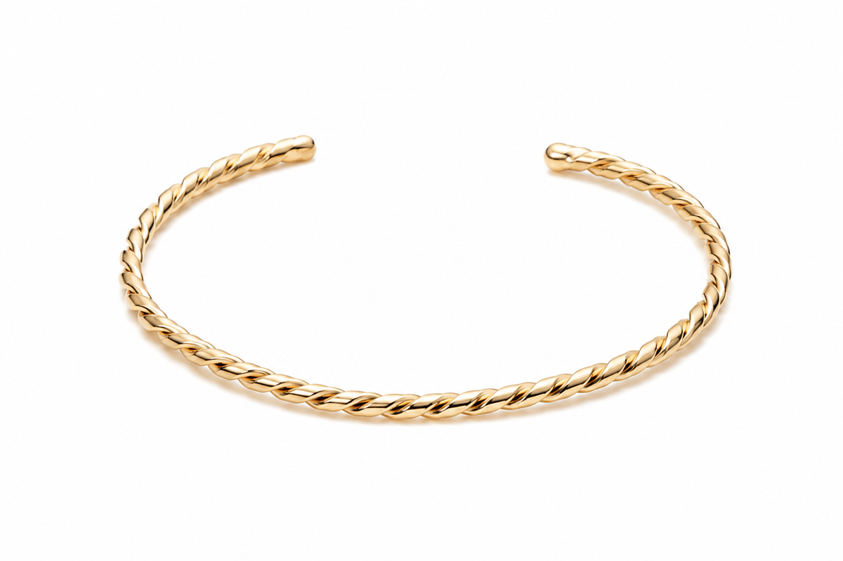 Bracelete Trabalhado Torcido Ouro 18k