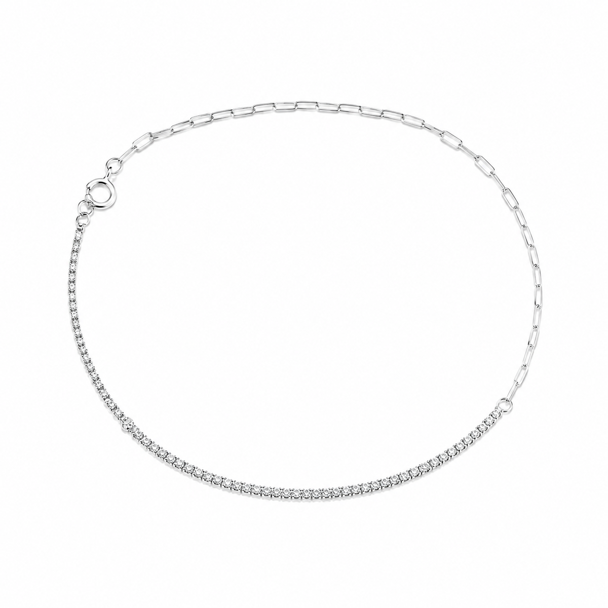 Tornozeleira Mix Riviera e Cartier Prata 925
