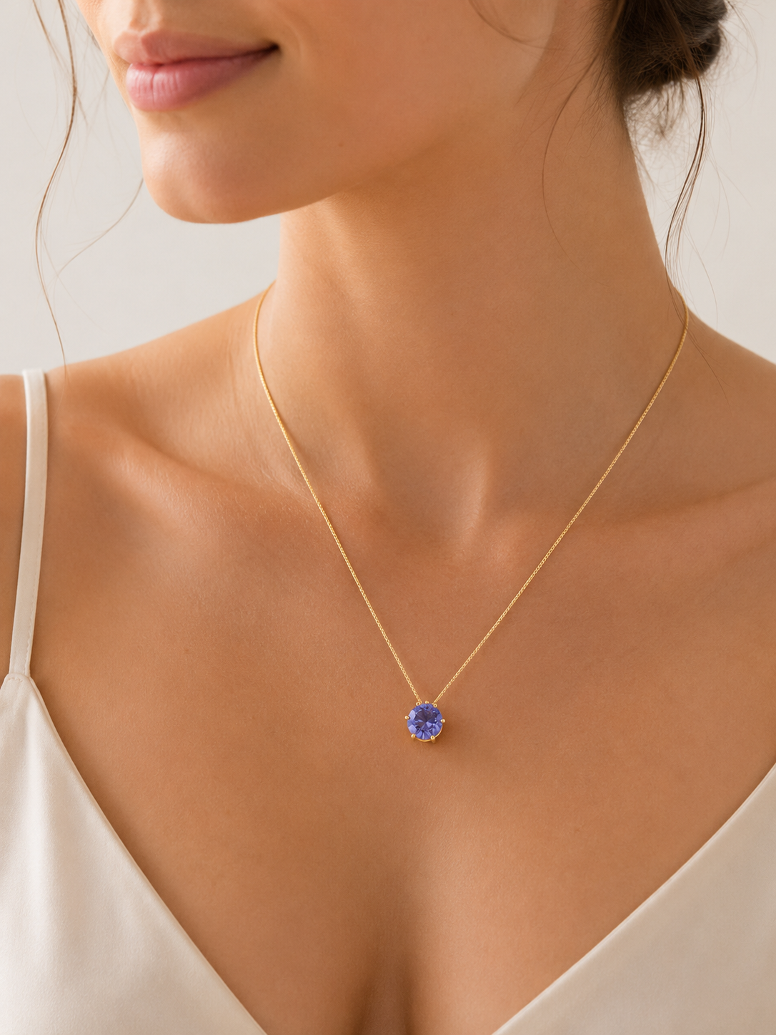 Colar Ponto de Luz Zircônia Rodonita Ouro 18k