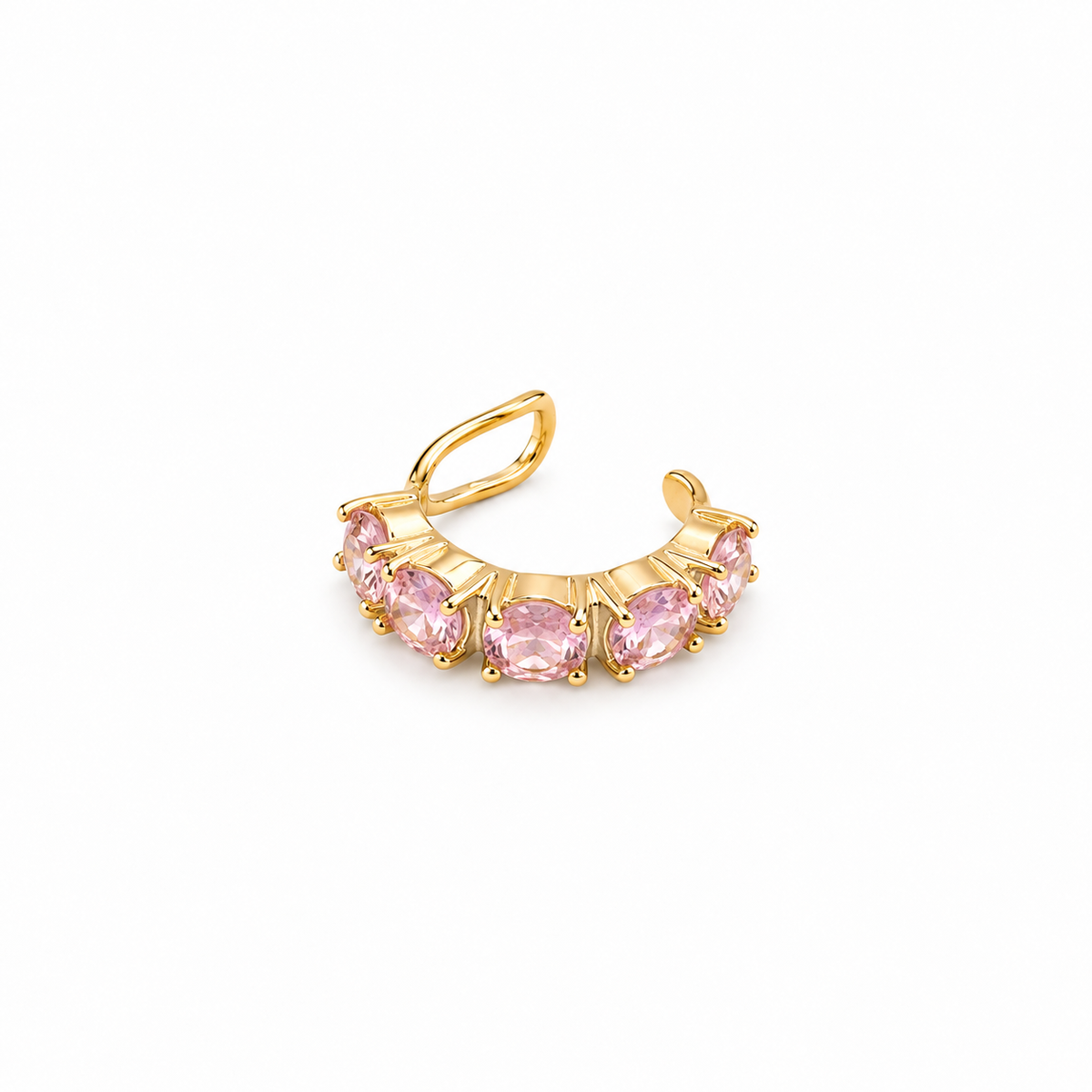 Piercing Fake em Zircônia Quartzo Rosa Ouro 18k