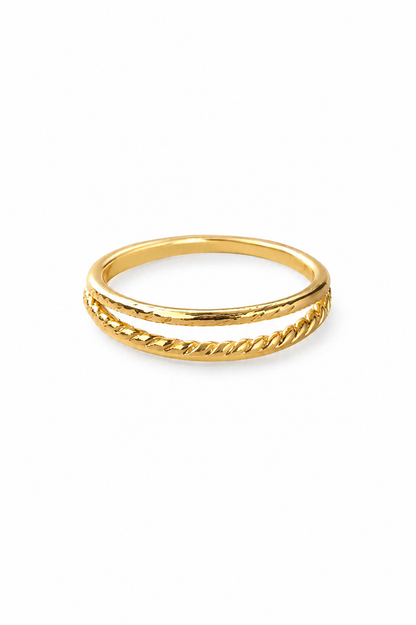 Anel Duas Fileiras Lisa / Torcida Ouro 18k