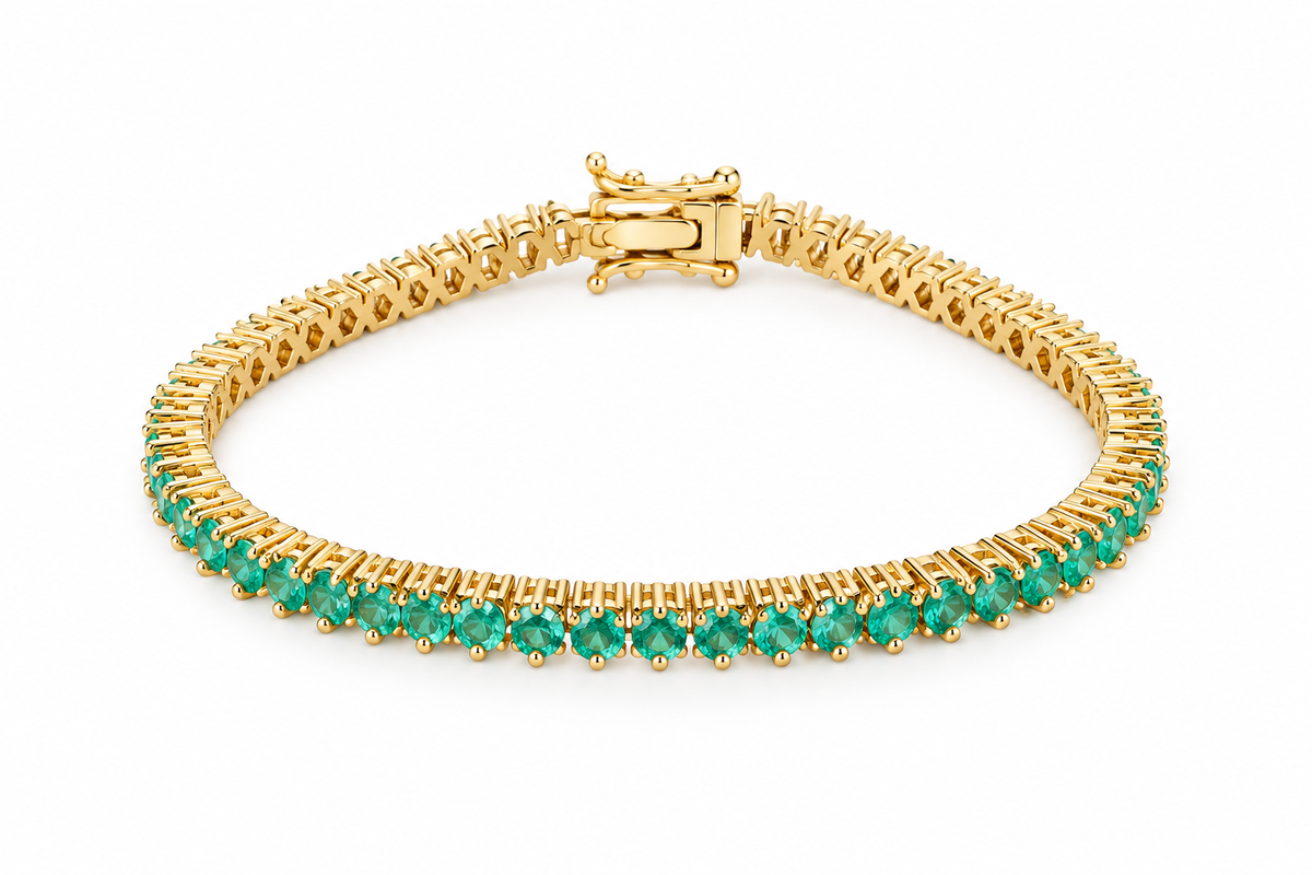 Pulseira Riviera Três Pontas Turquesa Ouro 18k