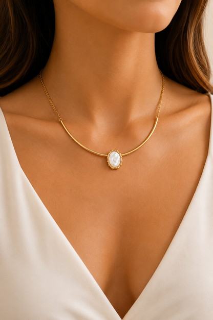 Colar Aro da Deusa Madre Pérola Ouro 18k