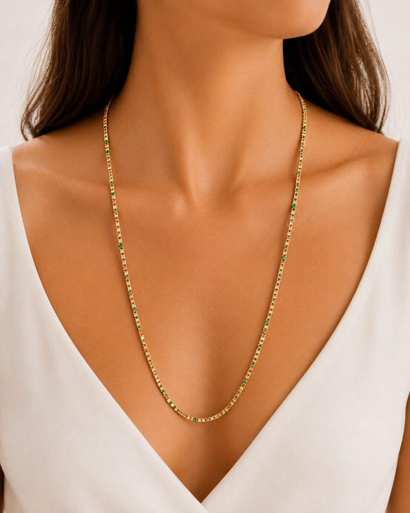 Colar Riviera Colorful Ouro 18k