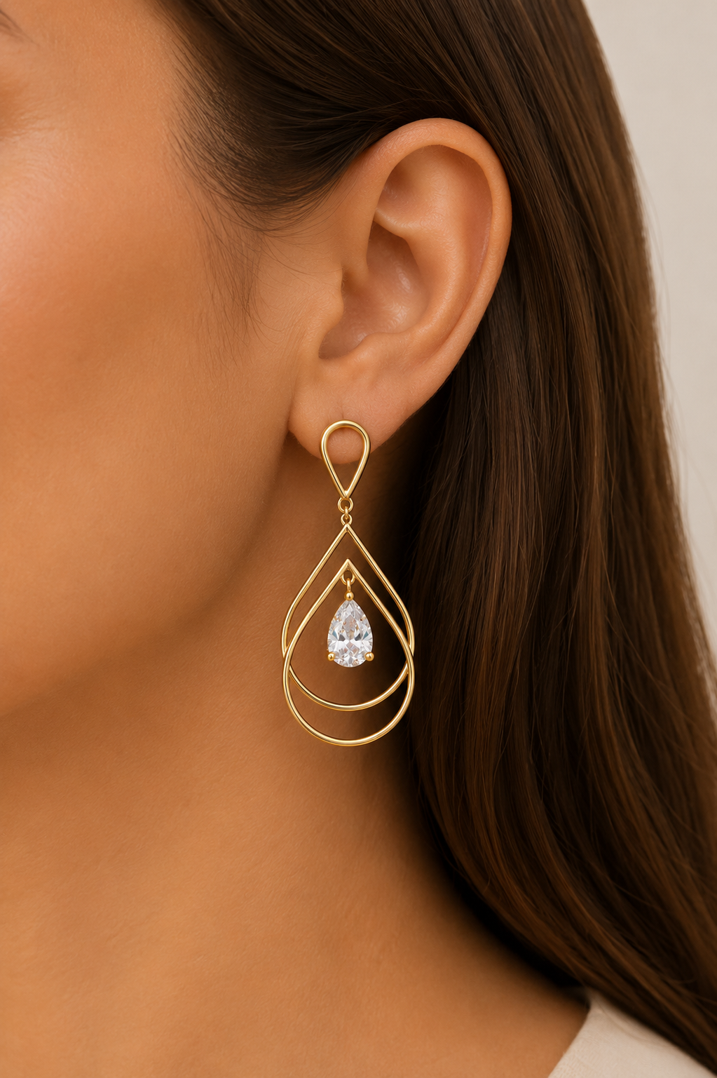 Brinco Gota Elegance Ouro 18k