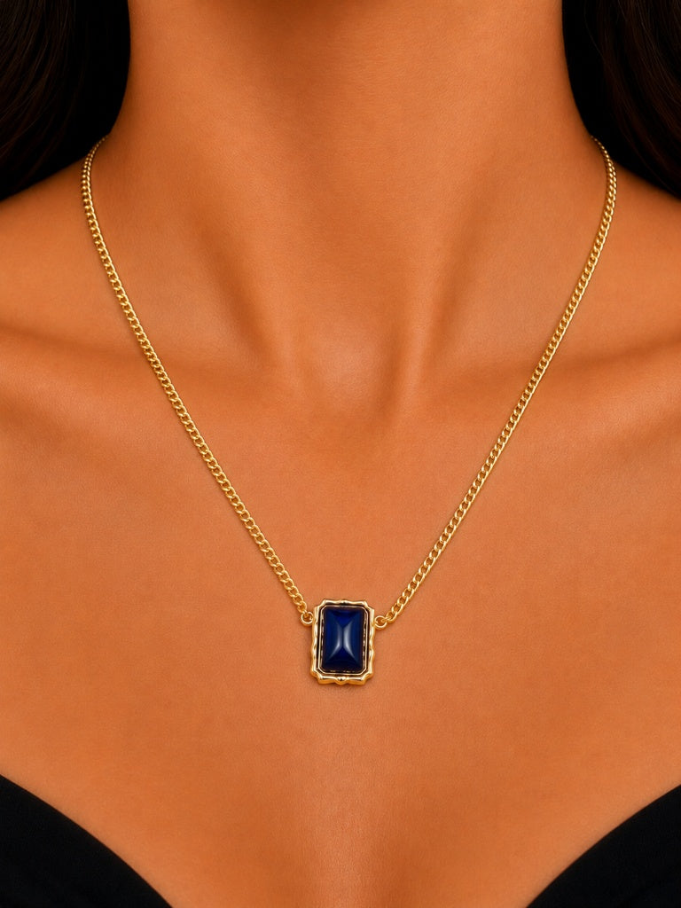 Colar Nobre Instinto Safira Azul Ouro 18k