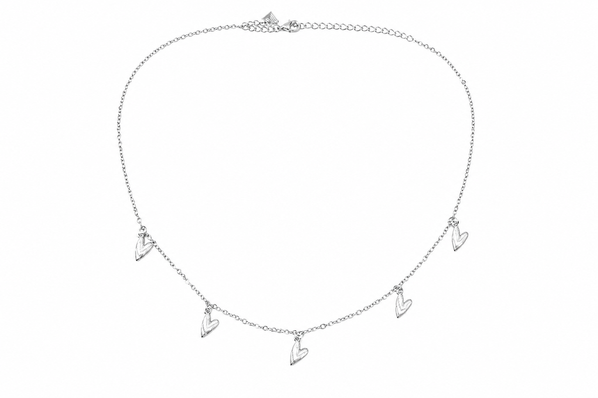 Choker Cartier Coração Esticado Ródio Branco