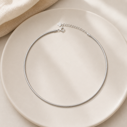 Colar Choker Fio Alemão 2mm Ródio Branco