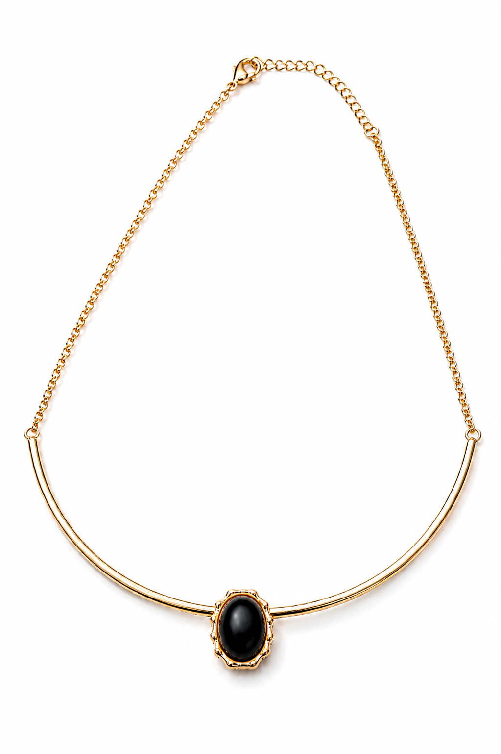 Colar Aro Deusa Ônix Ouro 18k