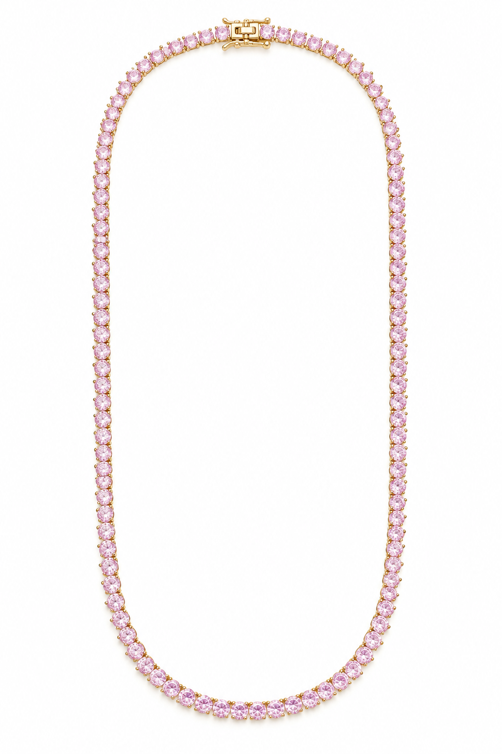 Colar Riviera Três Pontas Quartzo Rosa Ouro 18k