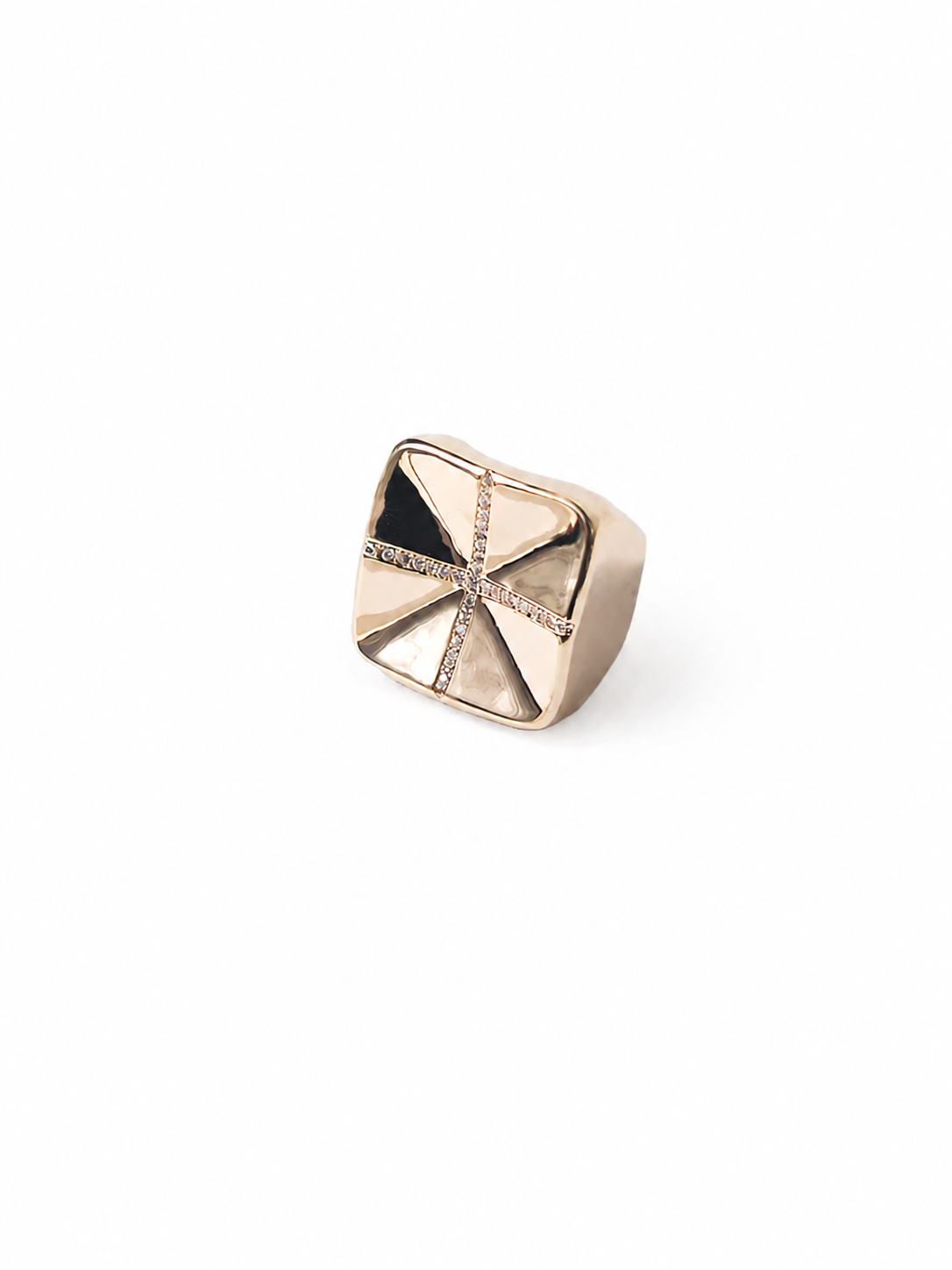 Anel Martelado Quadrado Rose