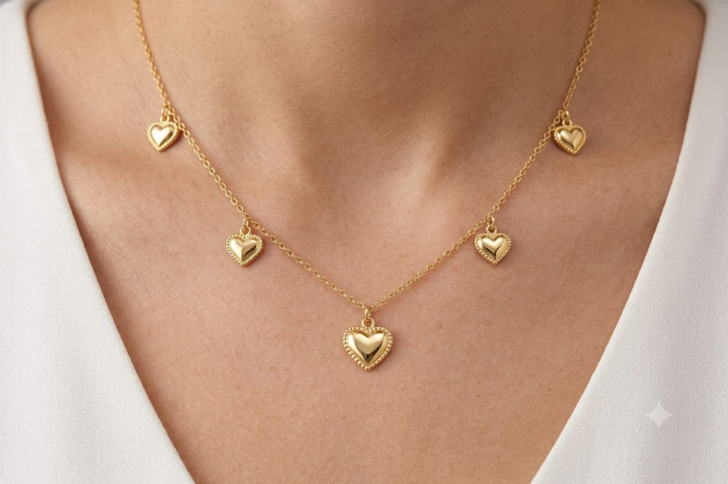Choker Cartier Coração Chapinha Trabalhado Ouro 18k