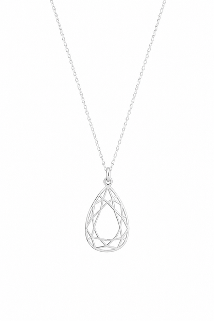 Colar Gota Geometrica Vazada Prata 925
