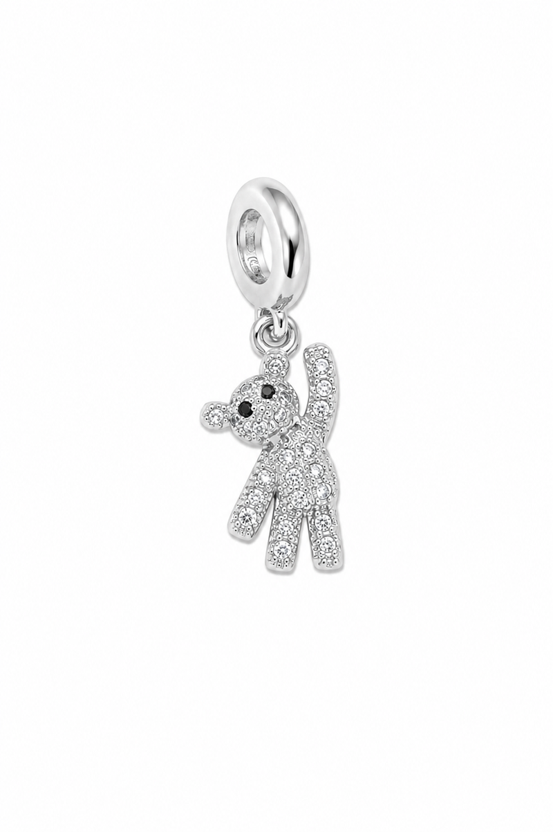 Pingente Ursinho Cravejado Ródio Branco
