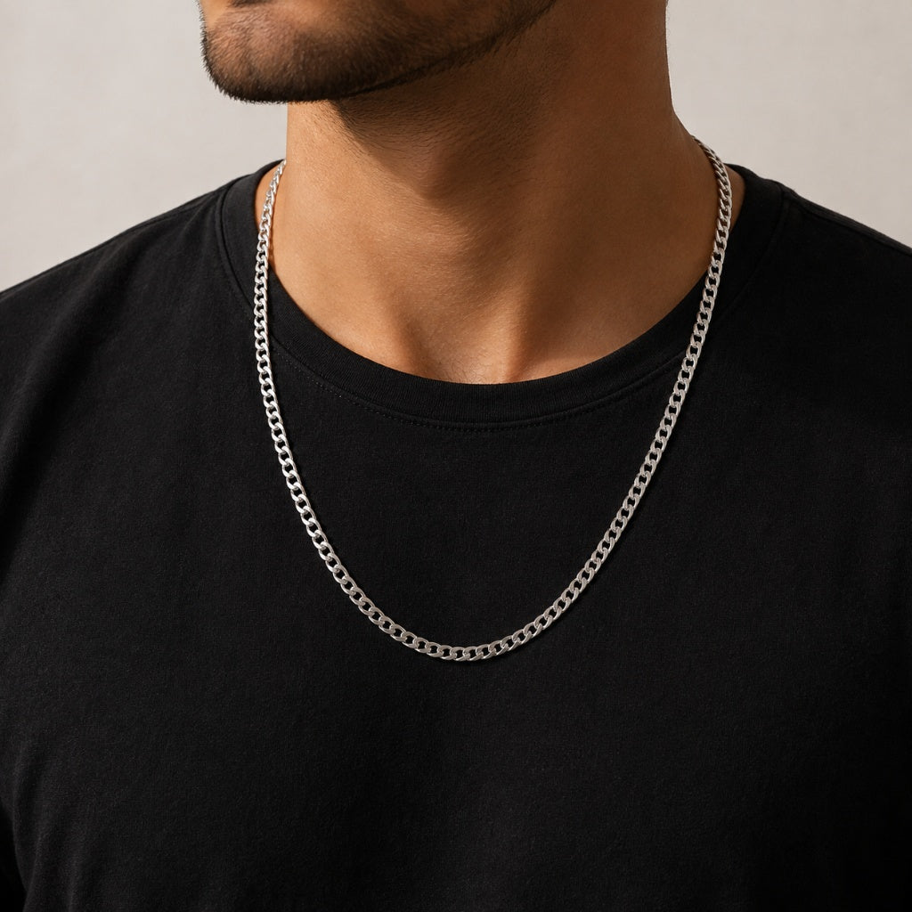 Colar 60cm Prata 925 Masculina Groumet 3mm