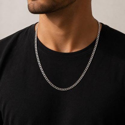 Colar 60cm Prata 925 Masculina Groumet 3mm
