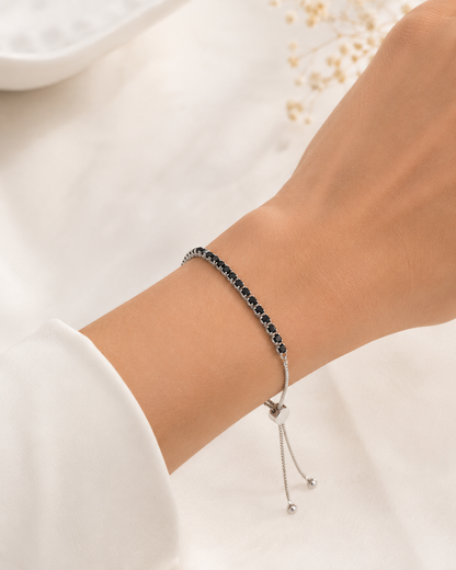Pulseira Riviera Black Ajustável Prata 925