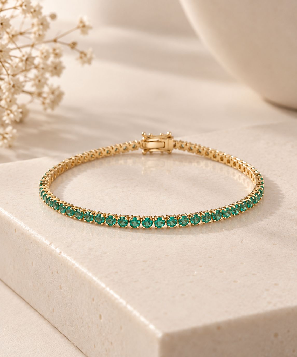 Pulseira Riviera Três Pontas Turquesa Ouro 18k