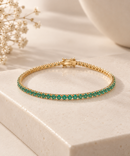 Pulseira Riviera Três Pontas Turquesa Ouro 18k