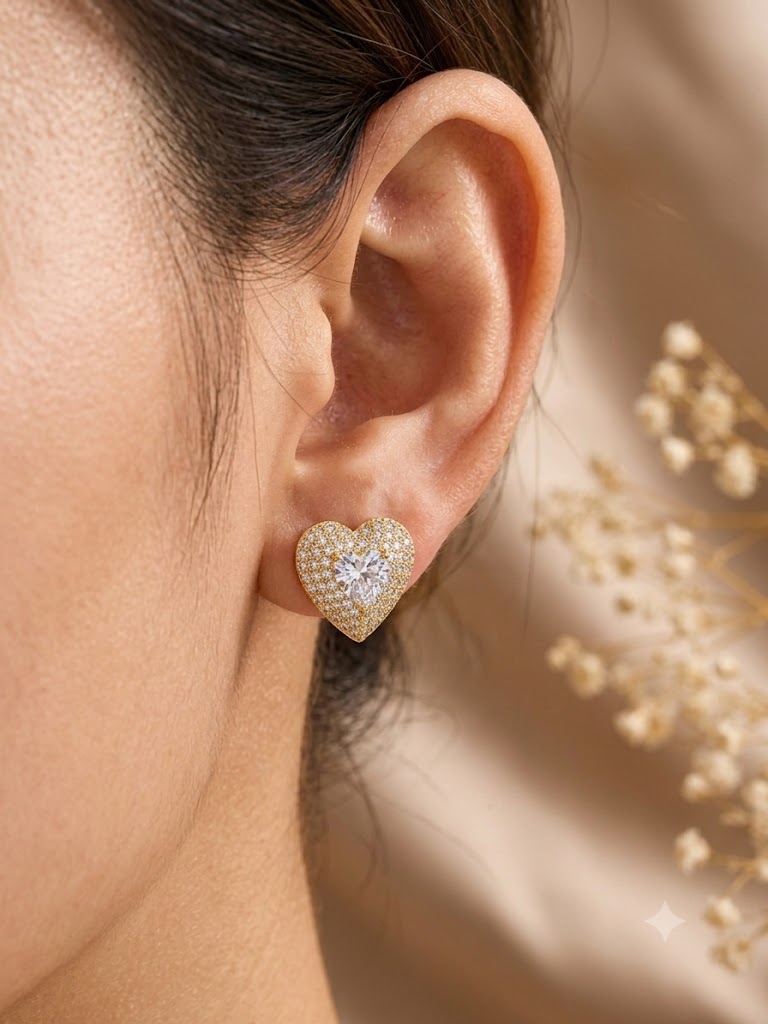 Brinco Golden Queen Cristal Ouro 18k