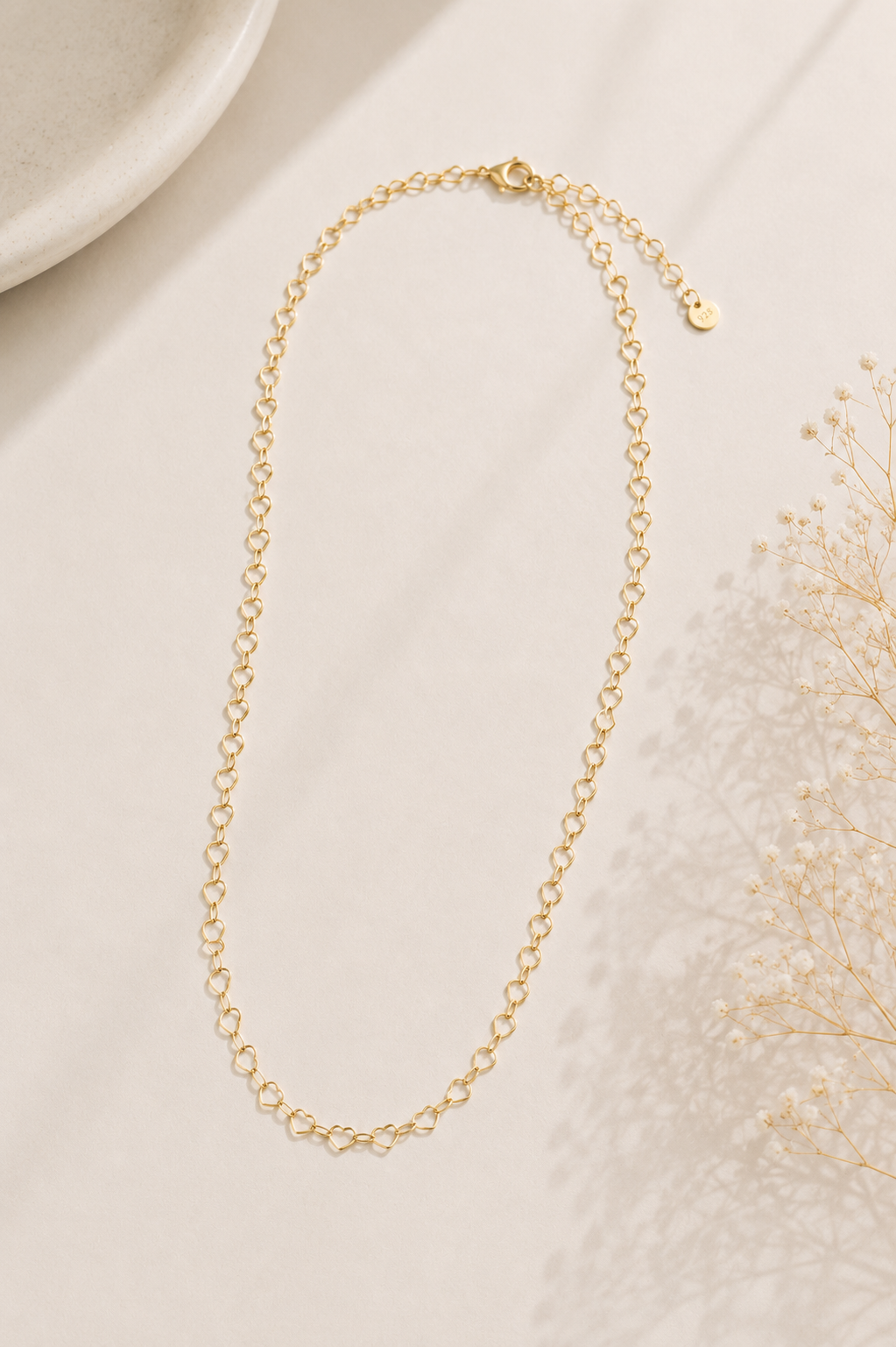 Colar Mini Corações Vazados Ouro 18k