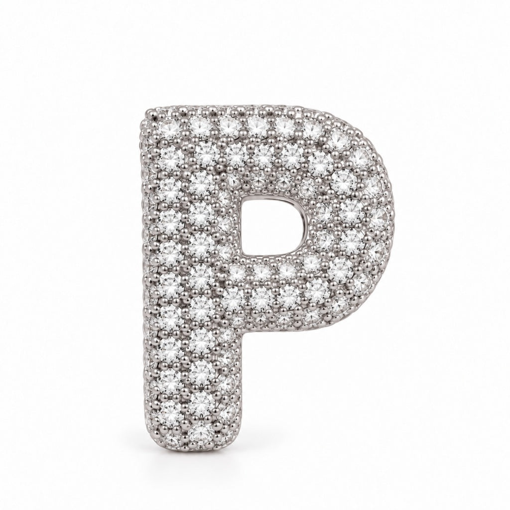 Scarlat SKU 15127 foto 1 | Pingente Letras Puffers Cravejadas Ródio Branco
