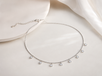 Choker Elo Esferas 9 Brilhantes Prata 925