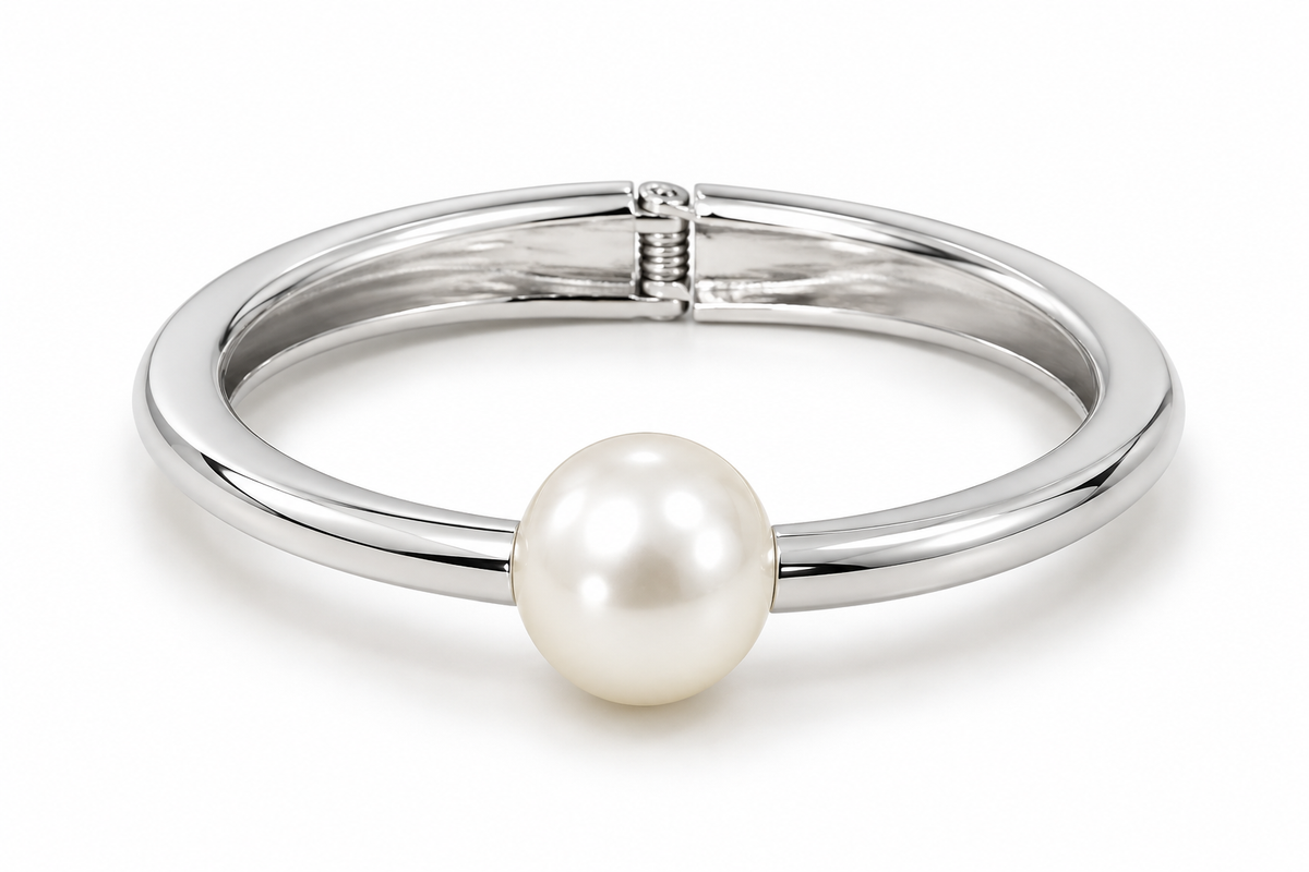 Bracelete Pérola Ródio Branco