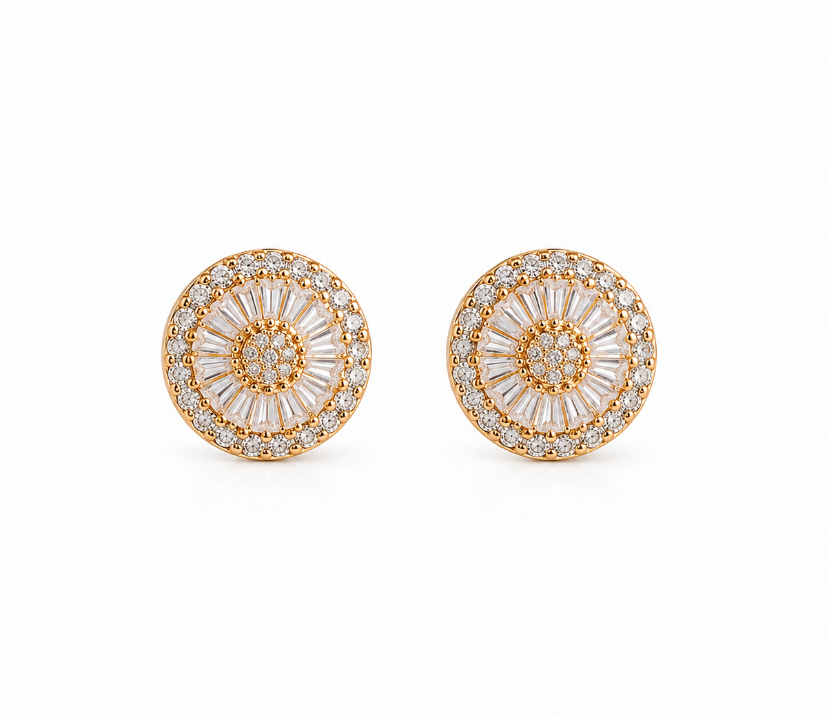 Brinco Pizza Zircônia Cristal P Ouro 18k