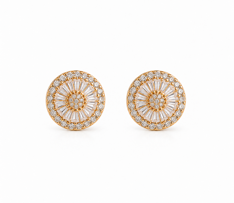 Brinco Pizza Zircônia Cristal P Ouro 18k