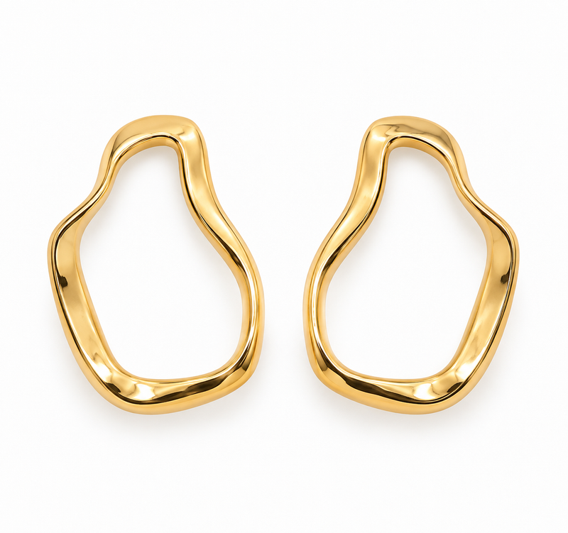 Brinco Geométrico Orgânico Ouro 18k