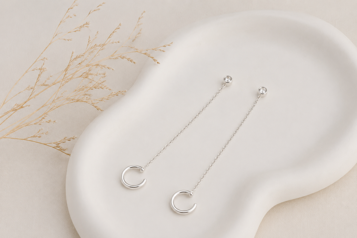 Brinco Corrente com Piercing Fake Prata 925