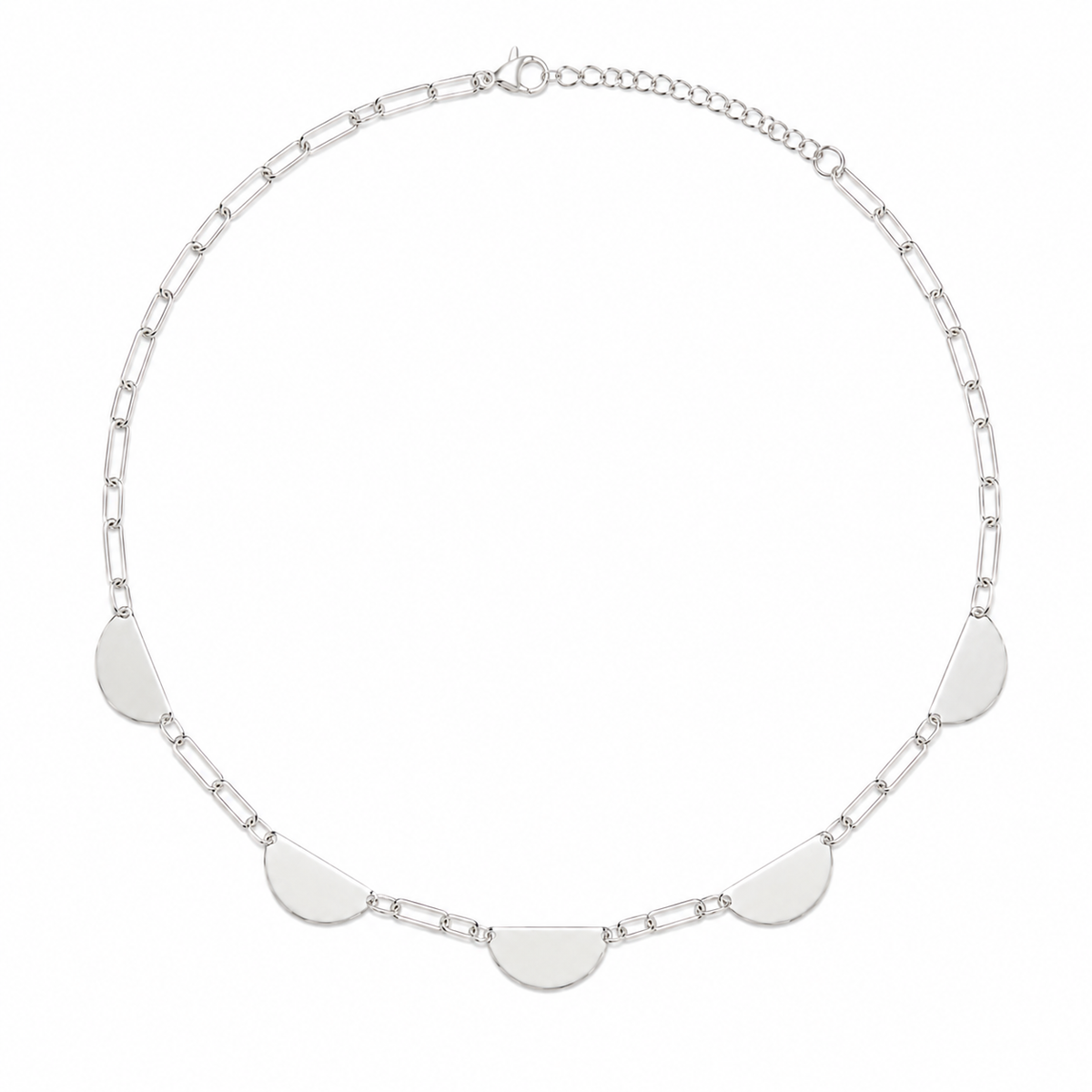 Choker Elo Cartier Meia Lua Ródio Branco